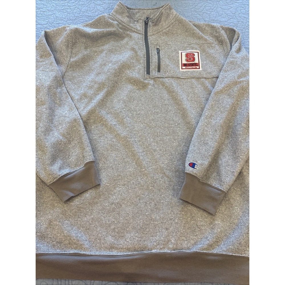 NC State Wolfpack Mens Size XL Champion 1/4 Zip Sweater Sweatshirt Gray